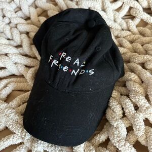 Black 'Real Friends' Embroidered Cap
